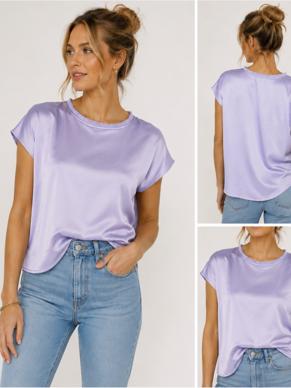 New S'edge Sedge Apparel Astor Top
Fray Neck in Lavender Size L